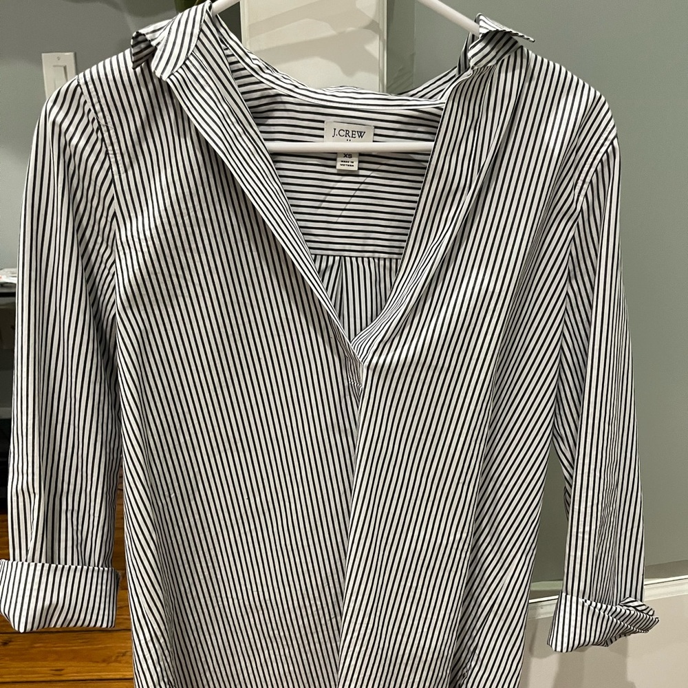 J. Crew Black & White Striped Shirt